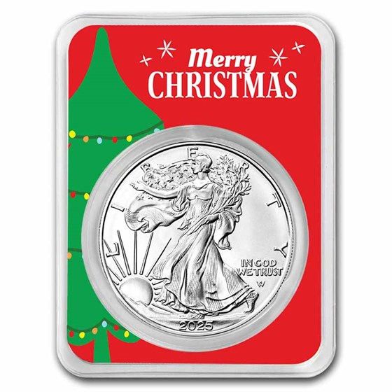 2025 1 oz American Silver Eagle - w/Merry Christmas Tree Card 2025 1 oz American Silver Eagle - w/Merry Christmas Tree Card