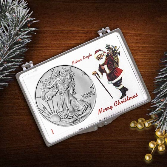 2025 1 oz American Silver Eagle - w/Snap-Lock, Merry Christmas