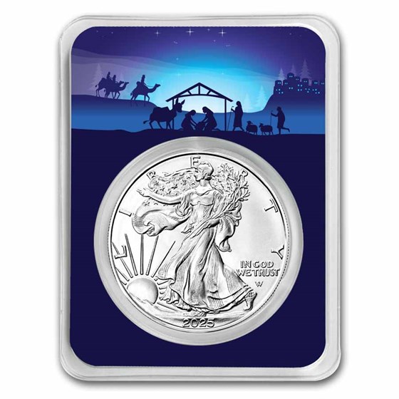 2025 1 oz American Silver Eagle - w/Starry Night Nativity Card 2025 1 oz American Silver Eagle - w/Starry Night Nativity Card
