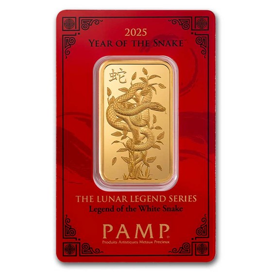 2025 1 oz Gold Bar - PAMP Lunar Legends White Snake (In Assay)