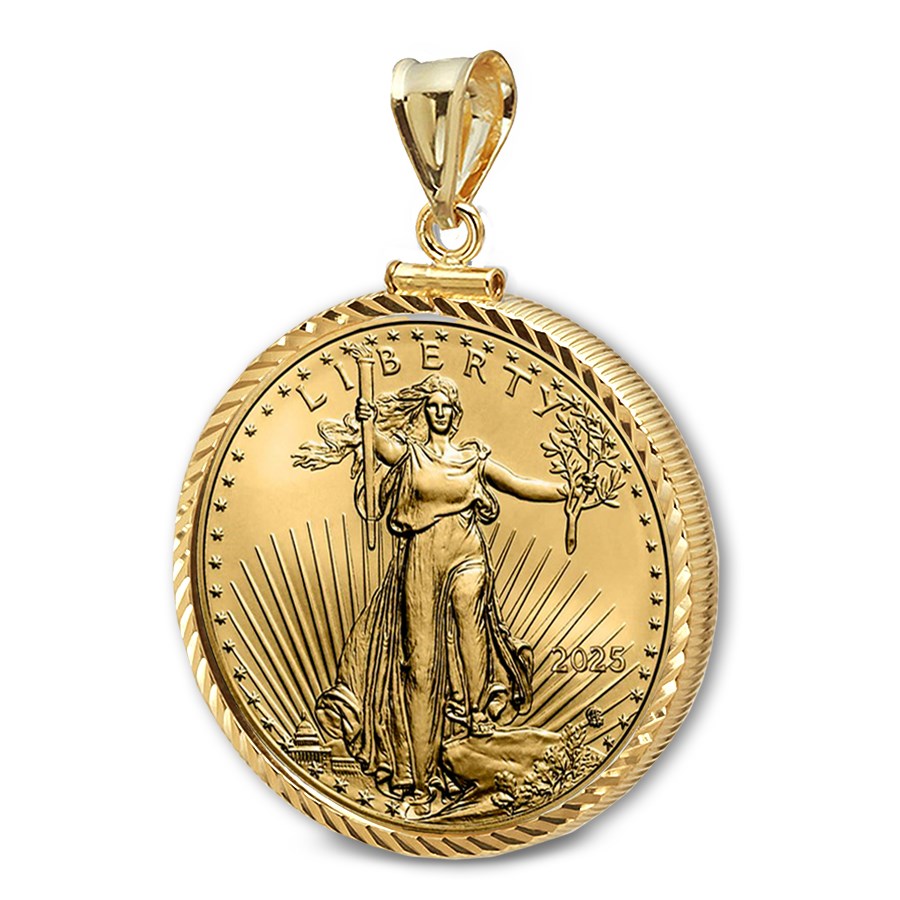 2025 1 oz Gold Eagle Pendant (Diamond-ScrewTop Bezel)