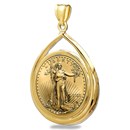 2025 1 oz Gold Eagle Teardrop Pendant (Prong Bezel)
