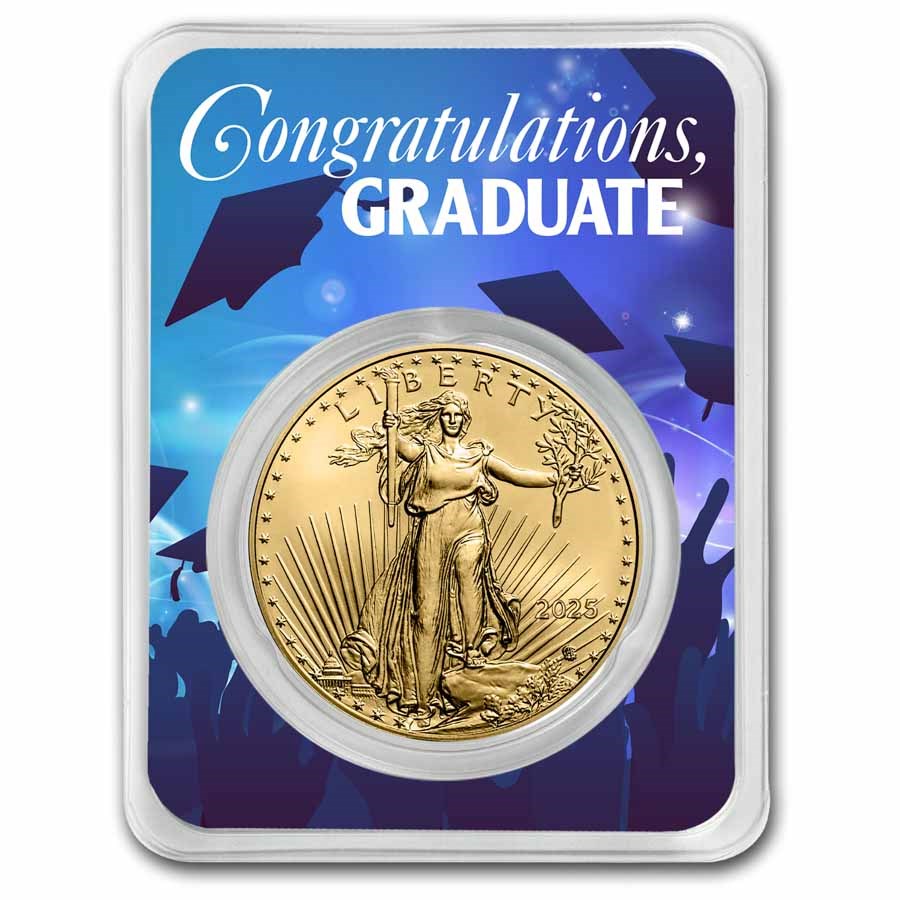 2025 1 oz Gold Eagle - w/Celebrate Graduate Card, In TEP