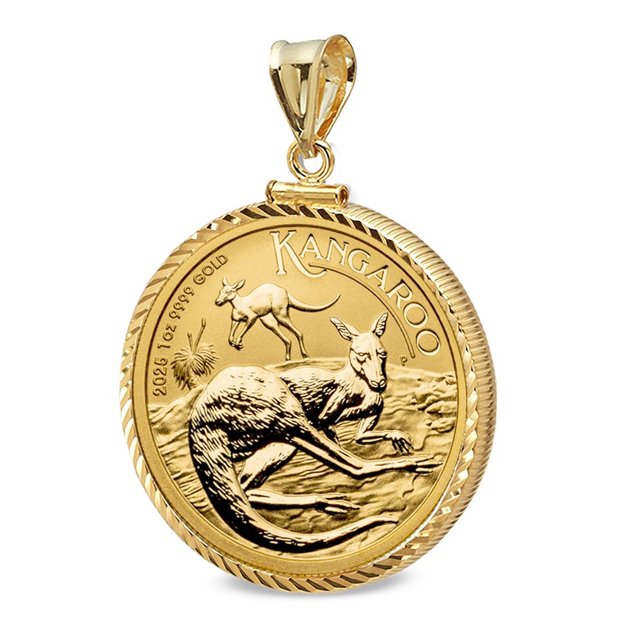 2025 1 oz Gold Kangaroo Pendant (Diamond-ScrewTop Bezel)