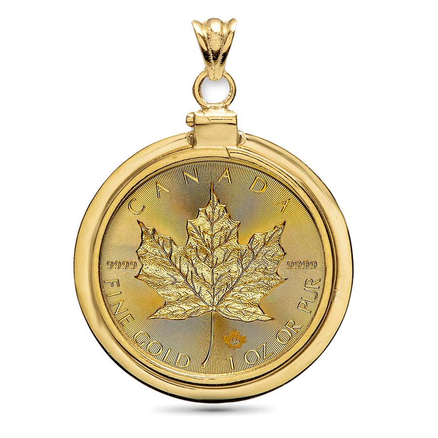 2025 1 oz Gold Maple Pendant (Plain-Front Bezel)
