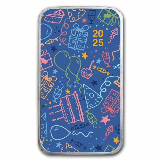 2025 1 oz Silver Colorized Bar - APMEX (Birthday Celebration)
