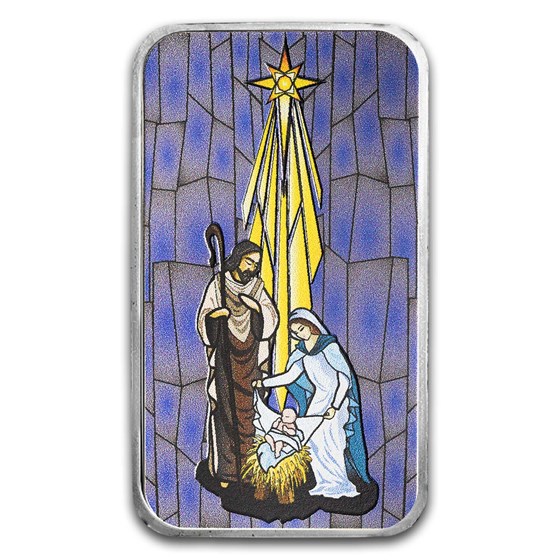 2025 1 oz Silver Colorized Bar - Christmas Star Nativity Scene 2025 1 oz Silver Colorized Bar - Christmas Star Nativity Scene