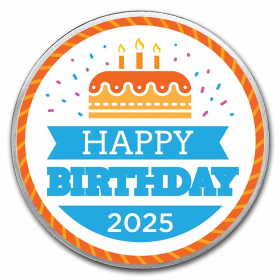 2025 1 oz Silver Colorized Round - APMEX (Birthday Cake) 2025 1 oz Silver Colorized Round - APMEX (Birthday Cake)