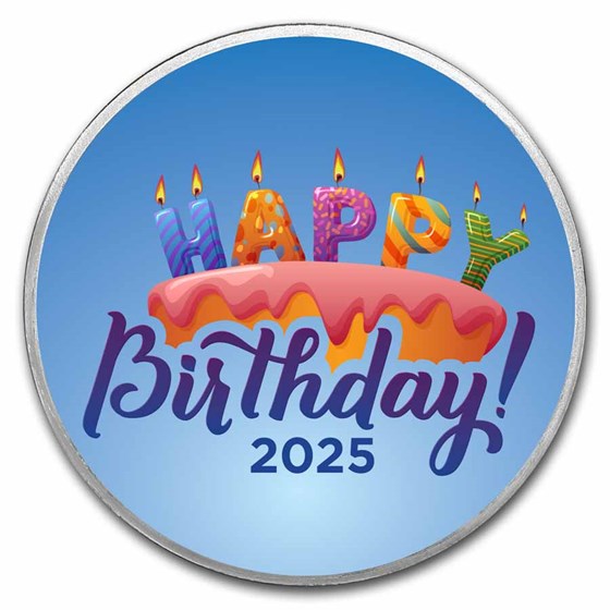 2025 1 oz Silver Colorized Round - APMEX (Birthday Candles)
