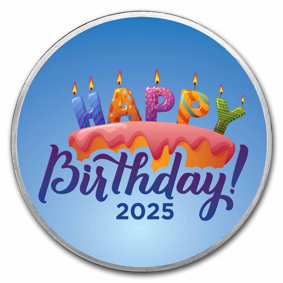 2025 1 oz Silver Colorized Round - APMEX (Birthday Candles)