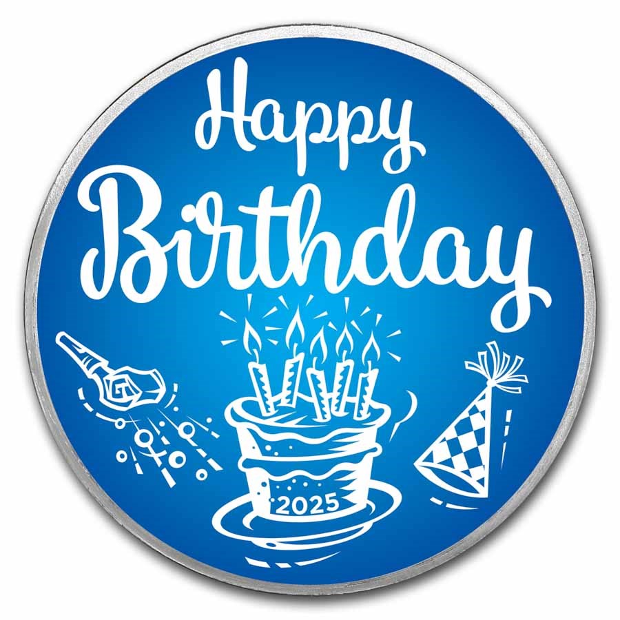 2025 1 oz Silver Colorized Round - APMEX (Blue Happy Birthday)