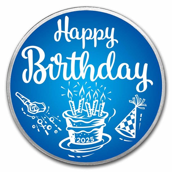 2025 1 oz Silver Colorized Round - APMEX (Blue Happy Birthday) 2025 1 oz Silver Colorized Round - APMEX (Blue Happy Birthday)