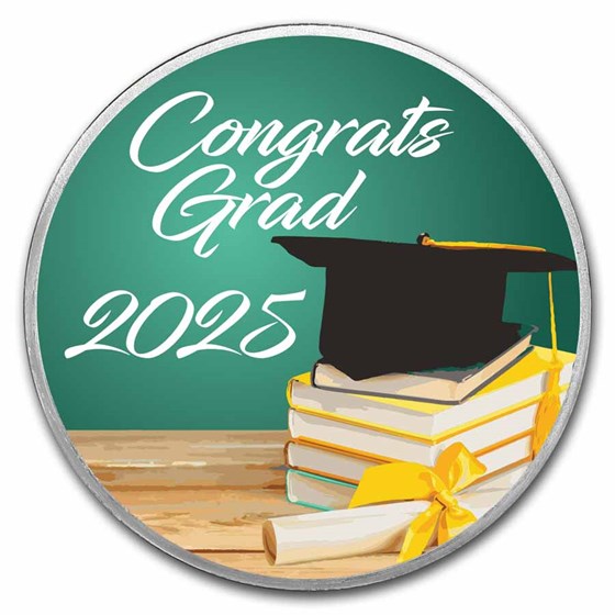 2025 1 oz Silver Colorized Round - APMEX (Congrats Grad) 2025 1 oz Silver Colorized Round - APMEX (Congrats Grad)