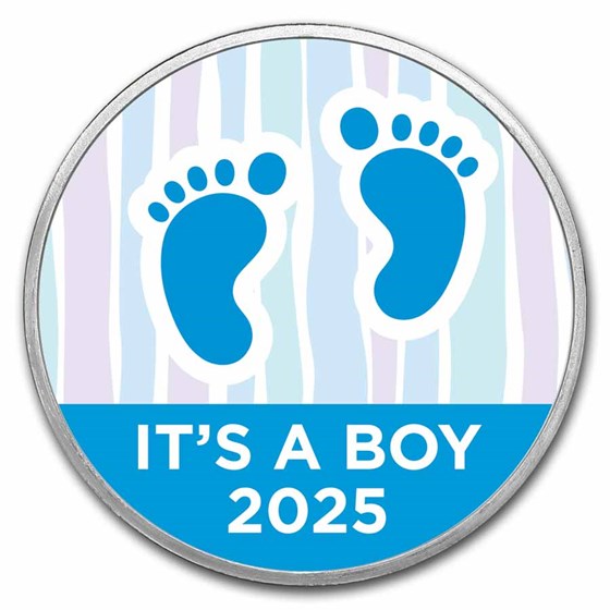 2025 1 oz Silver Colorized Round - APMEX (It's A Boy, Footprints) 2025 1 oz Silver Colorized Round - APMEX (It's A Boy, Footprints)