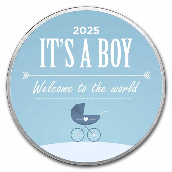 2025 1 oz Silver Colorized Round - APMEX (It's A Boy, Stroller) 2025 1 oz Silver Colorized Round - APMEX (It's A Boy, Stroller)