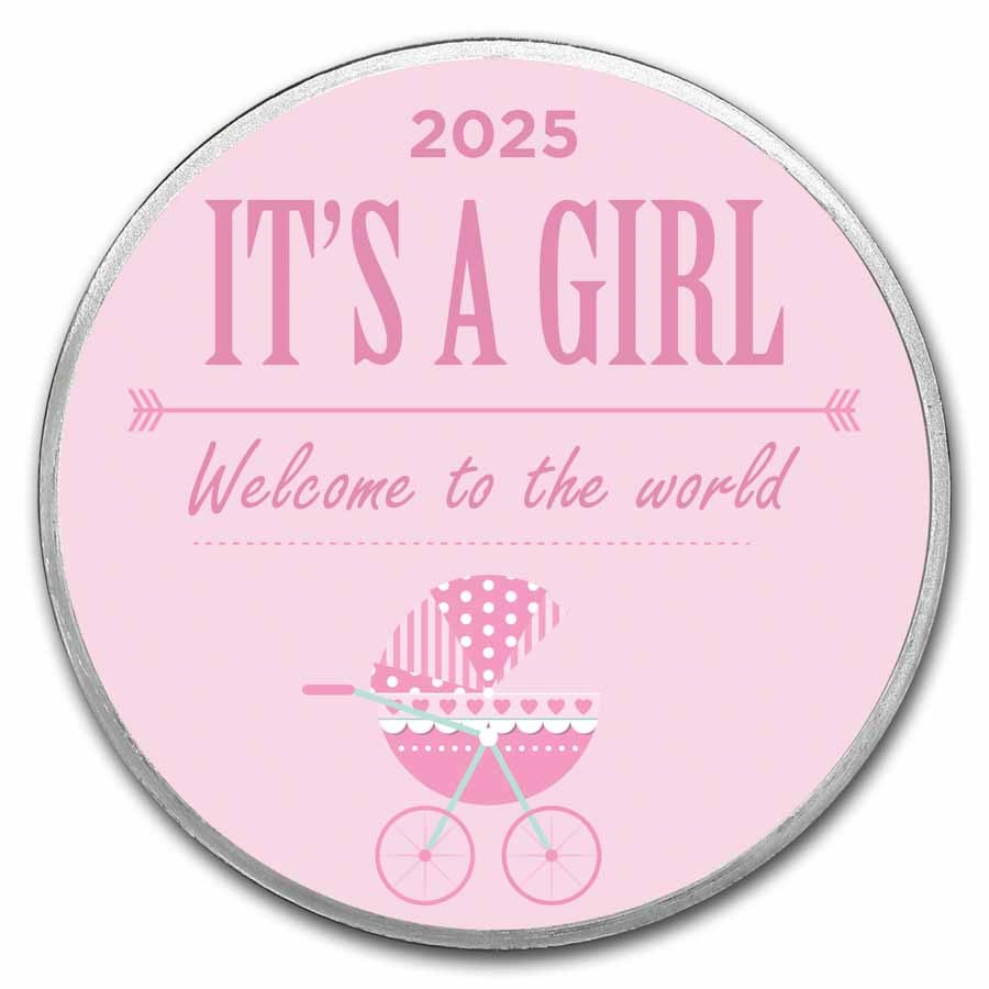 2025 1 oz Silver Colorized Round - APMEX (It's A Girl, Stroller)