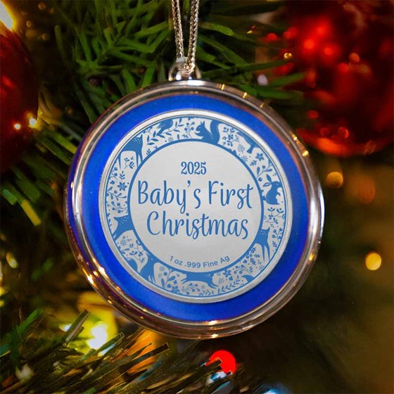 2025 1 oz Silver Colorized Round - Baby's 1st Christmas, Woodland