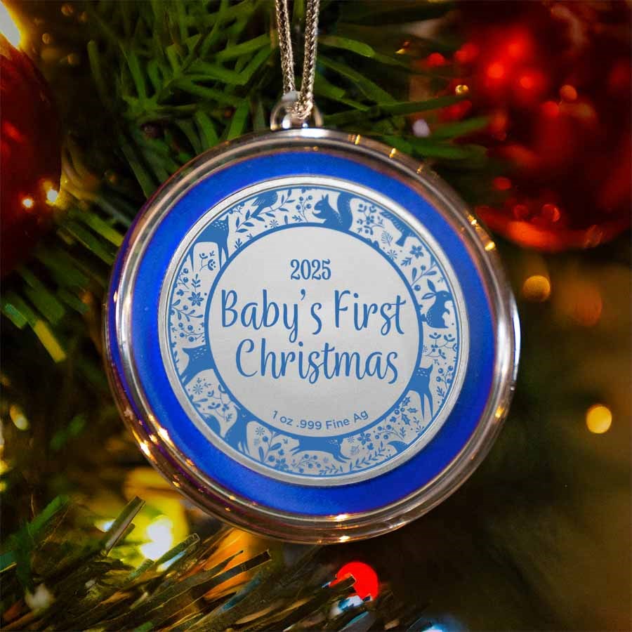 2025 1 oz Silver Colorized Round - Baby's 1st Christmas, Woodland
