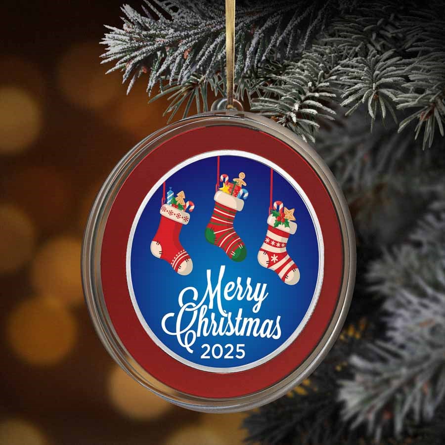 2025 1 oz Silver Colorized Round - Merry Christmas Stockings