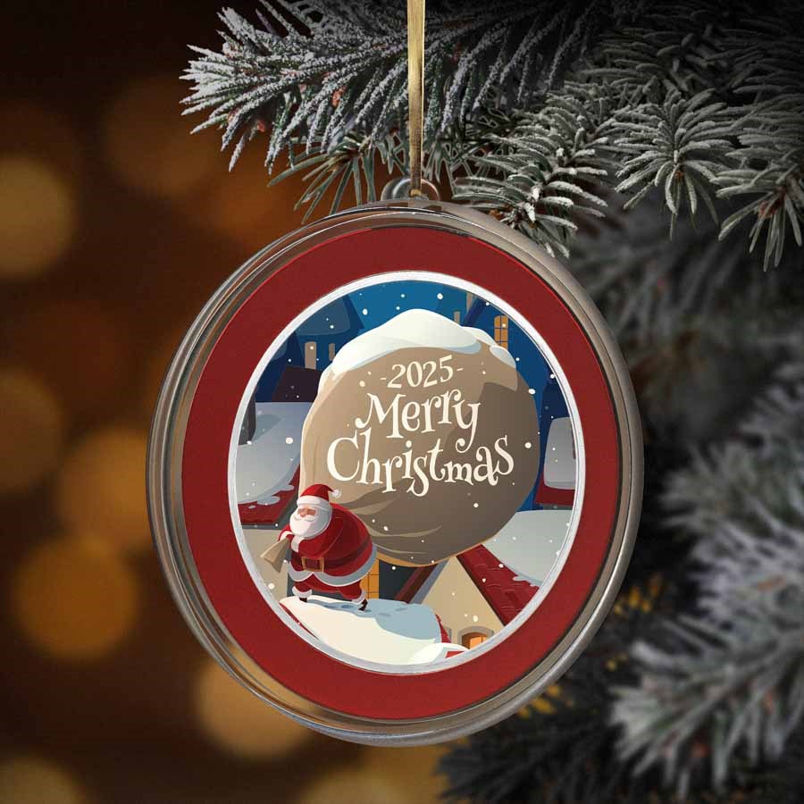 2025 1 oz Silver Colorized Round - Rooftop Santa