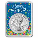 2025 1 oz Silver Eagle - w/Happy Birthday, Confetti Card, In TEP