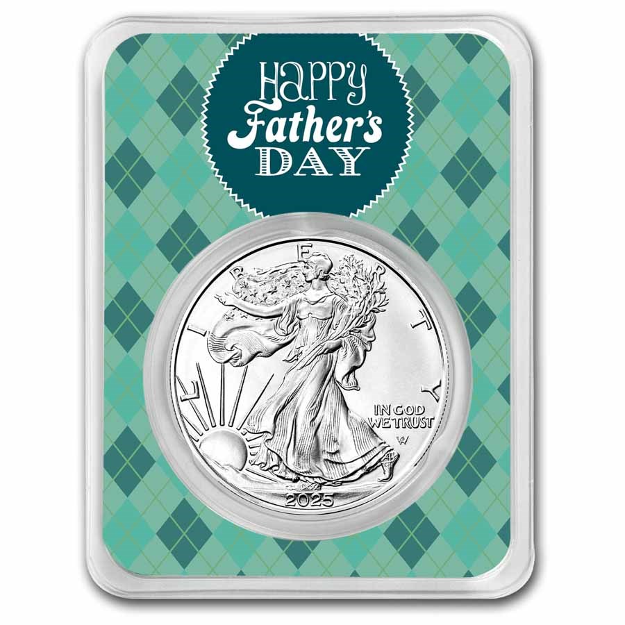 2025 1 oz Silver Eagle - w/Happy Father's Day, Argyle, In TEP