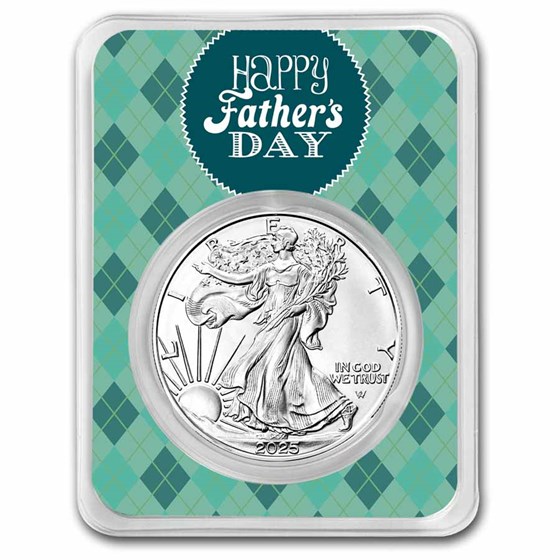 2025 1 oz Silver Eagle - w/Happy Father's Day, Argyle, In TEP 2025 1 oz Silver Eagle - w/Happy Father's Day, Argyle, In TEP