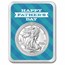 2025 1 oz Silver Eagle - w/Happy Father's Day, Plaid Card, In TEP
