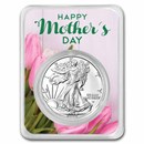 2025 1 oz Silver Eagle - w/Happy Mother's Day Tulips Card, In TEP