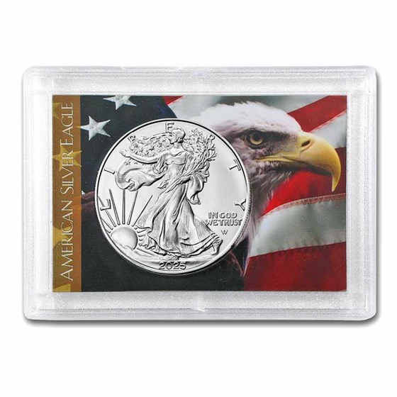 2025 1 oz Silver Eagle - w/Harris Holder, American Flag & Eagle 2025 1 oz Silver Eagle - w/Harris Holder, American Flag & Eagle