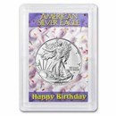 2025 1 oz Silver Eagle - w/Harris Holder, Happy Birthday Design