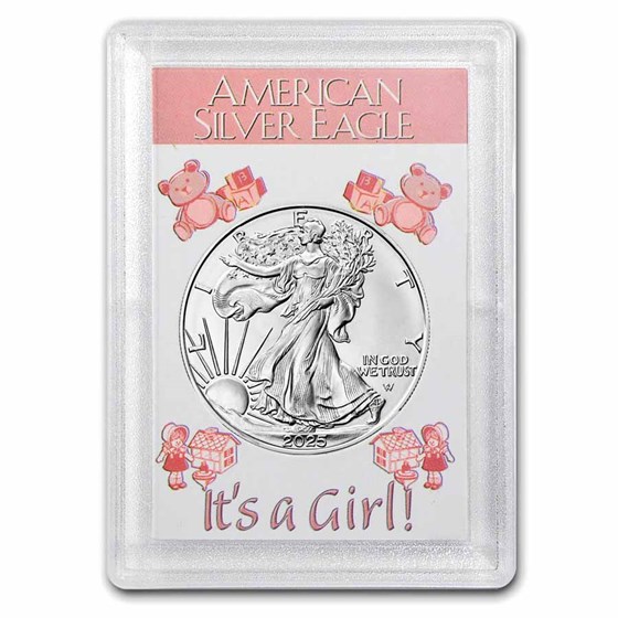 2025 1 oz Silver Eagle - w/Harris Holder, It's A Girl! Design 2025 1 oz Silver Eagle - w/Harris Holder, It's A Girl! Design