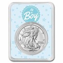2025 1 oz Silver Eagle - w/"It's A Boy", Baby Blue Card, In TEP