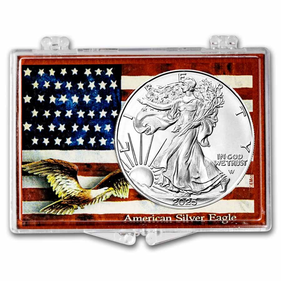 2025 1 oz Silver Eagle - w/Snap-Lock, American Flag & Eagle