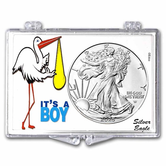 2025 1 oz Silver Eagle - w/Snap-Lock, It's A Boy! Stork Design 2025 1 oz Silver Eagle - w/Snap-Lock, It's A Boy! Stork Design