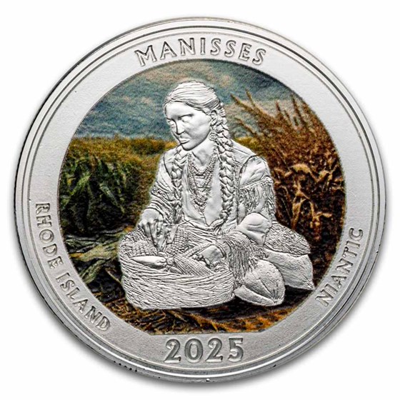 2025 1 oz Silver NATB Rhode Island Niantic (Colorized)