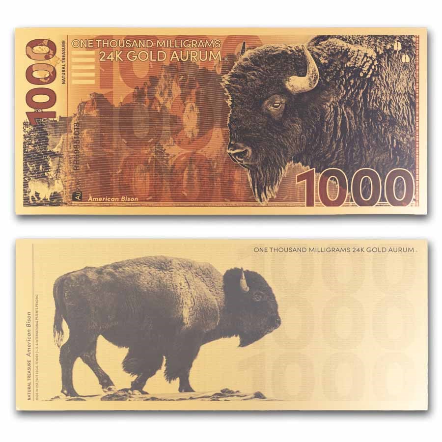 2025 1000mg Gold Note - Natural Treasures: Bison 24K