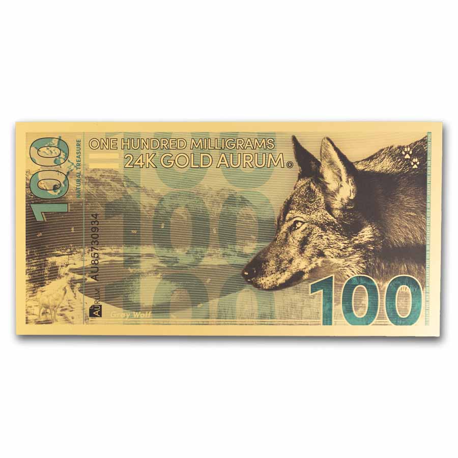 2025 100mg Gold Aurum Note - Natural Treasures: Gray Wolf 24K | eBay