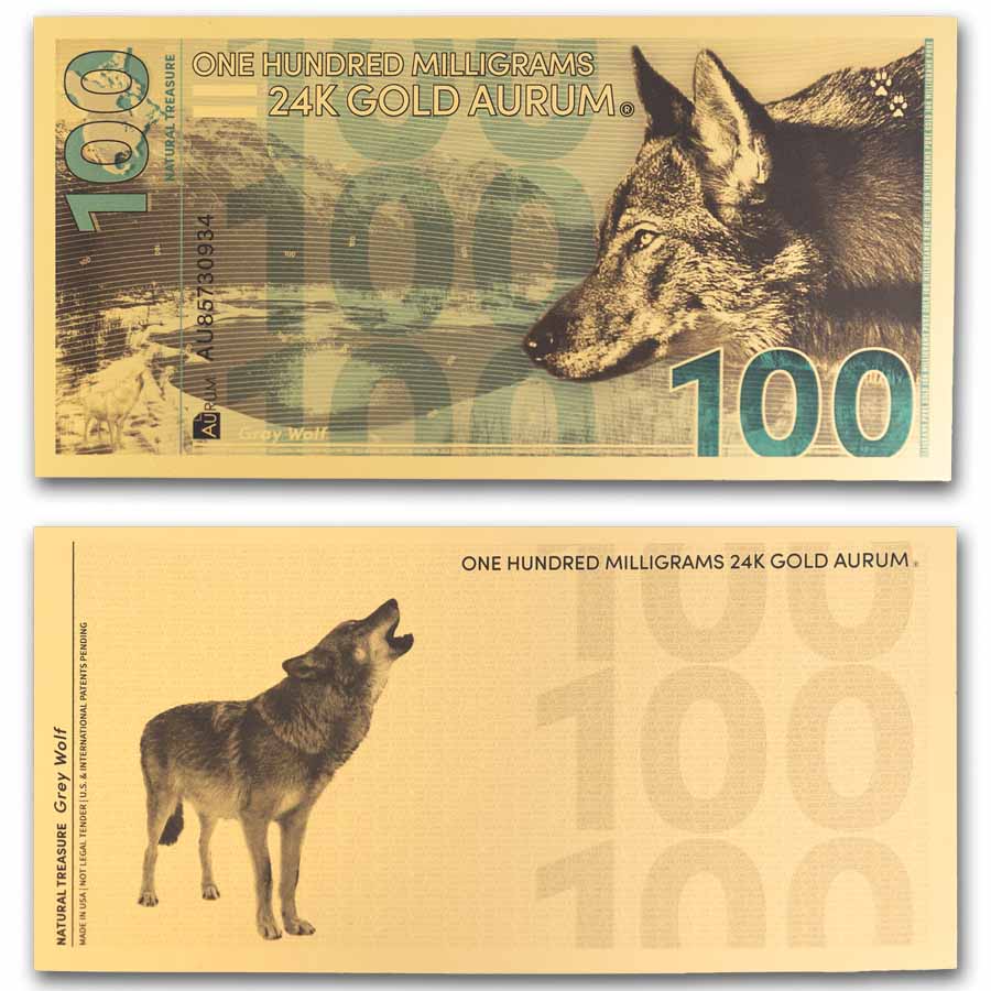 2025 100mg Gold Aurum Note - Natural Treasures: Gray Wolf 24K | eBay