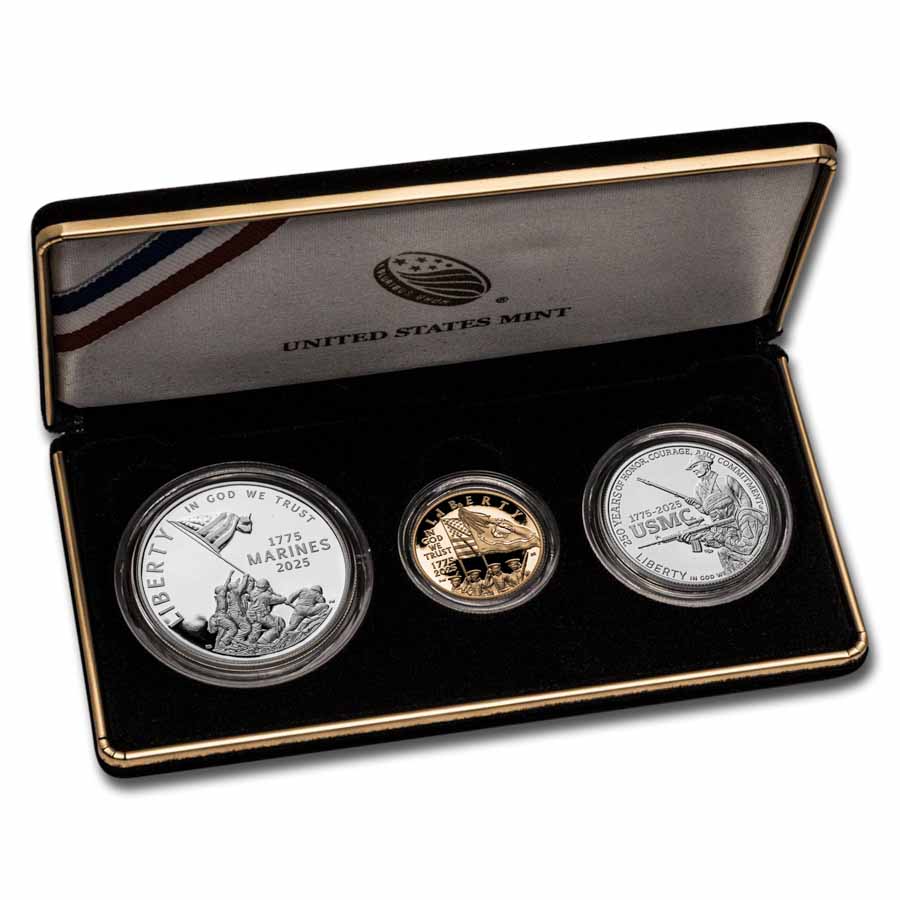 2025 3-Coin Marine 250 Anniversary Commem Proof Set (w/Box & COA)