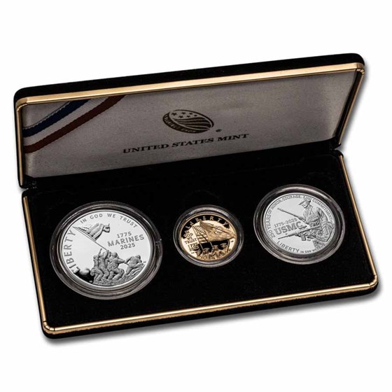 2025 3-Coin Marine 250 Anniversary Commem Proof Set (w/Box & COA)