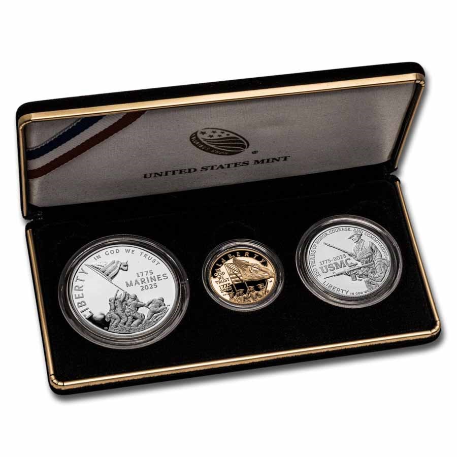 2025 3-Coin Marine 250 Anniversary Commem Proof Set (w/Box & COA)