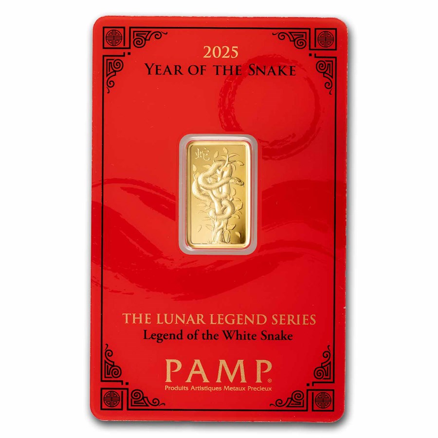 2025 5 gram Gold Bar - PAMP Lunar Legends White Snake (In Assay)