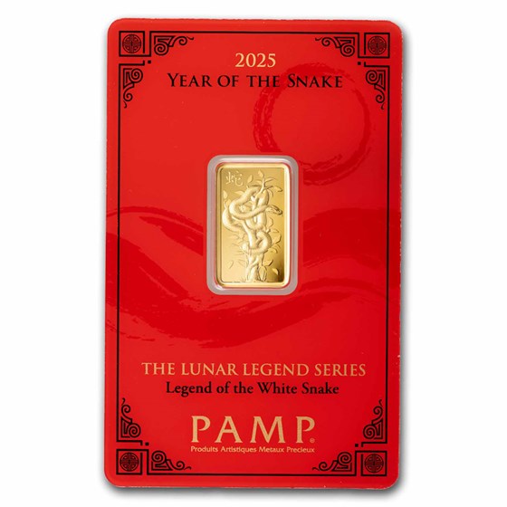 2025 5 gram Gold Bar - PAMP Lunar Legends White Snake (In Assay)