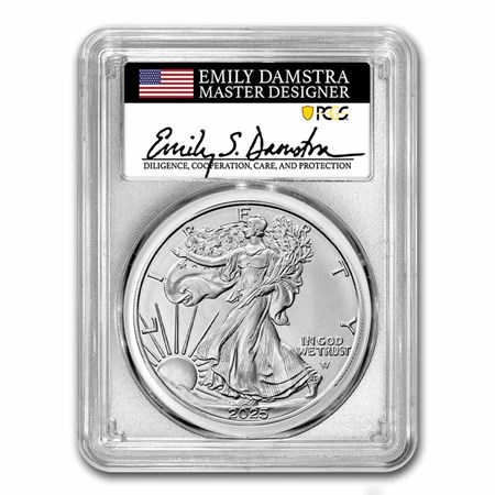 Buy 2025 Silver Eagle MS-70 PCGS Damstra | APMEX