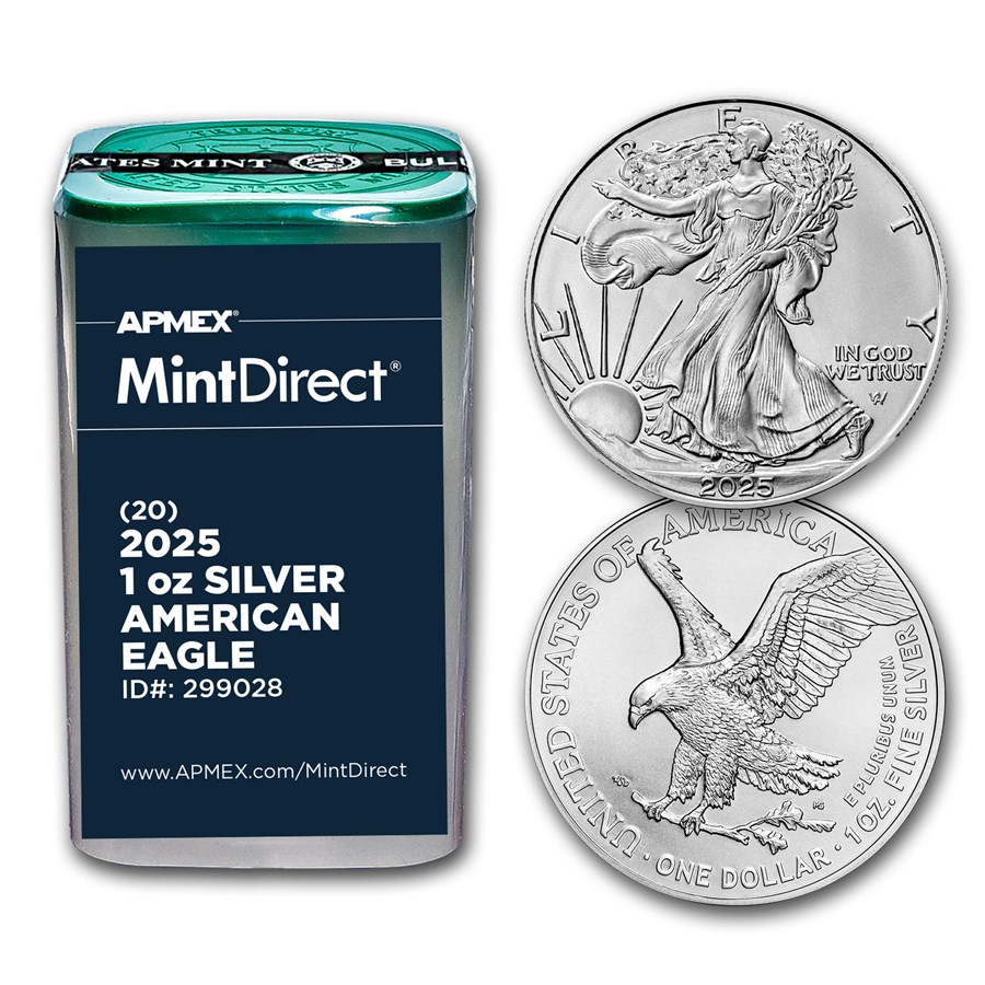 Buy 2025 Silver Eagle 20 Coin Tube MintDirect APMEX