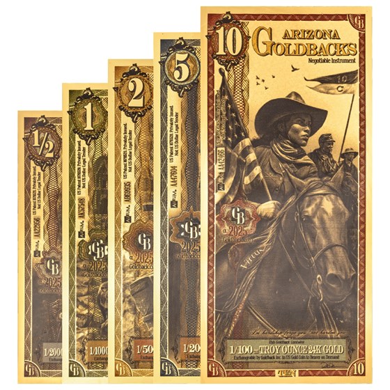 2025 Arizona Goldback 5-Note Alpha Starter Set (1/2, 1, 2, 5, 10)