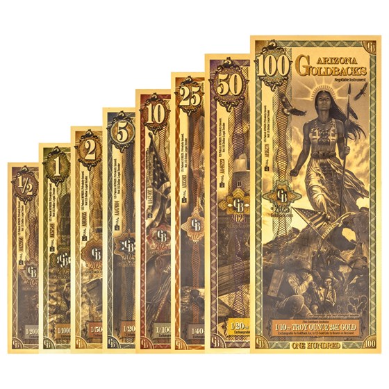 2025 Arizona Goldback 8-Note Alpha Set (1/2 - 100)