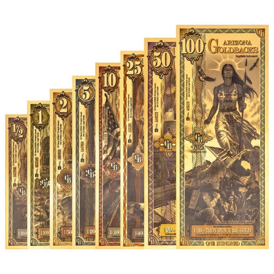 2025 Arizona Goldback 8-Note Alpha Set (1/2 - 100)