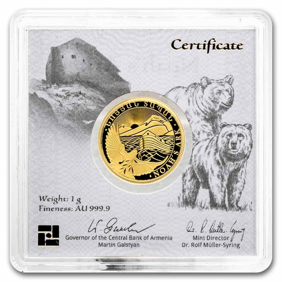 2025 Armenia 1 gram Gold 100 Dram Noah's Ark BU